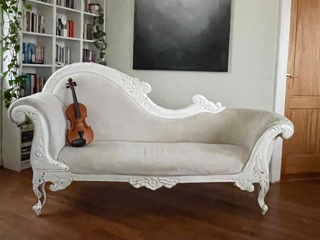 Beige witte Chaises Loungues., Ophalen, Gebruikt, 150 tot 200 cm, Driepersoons