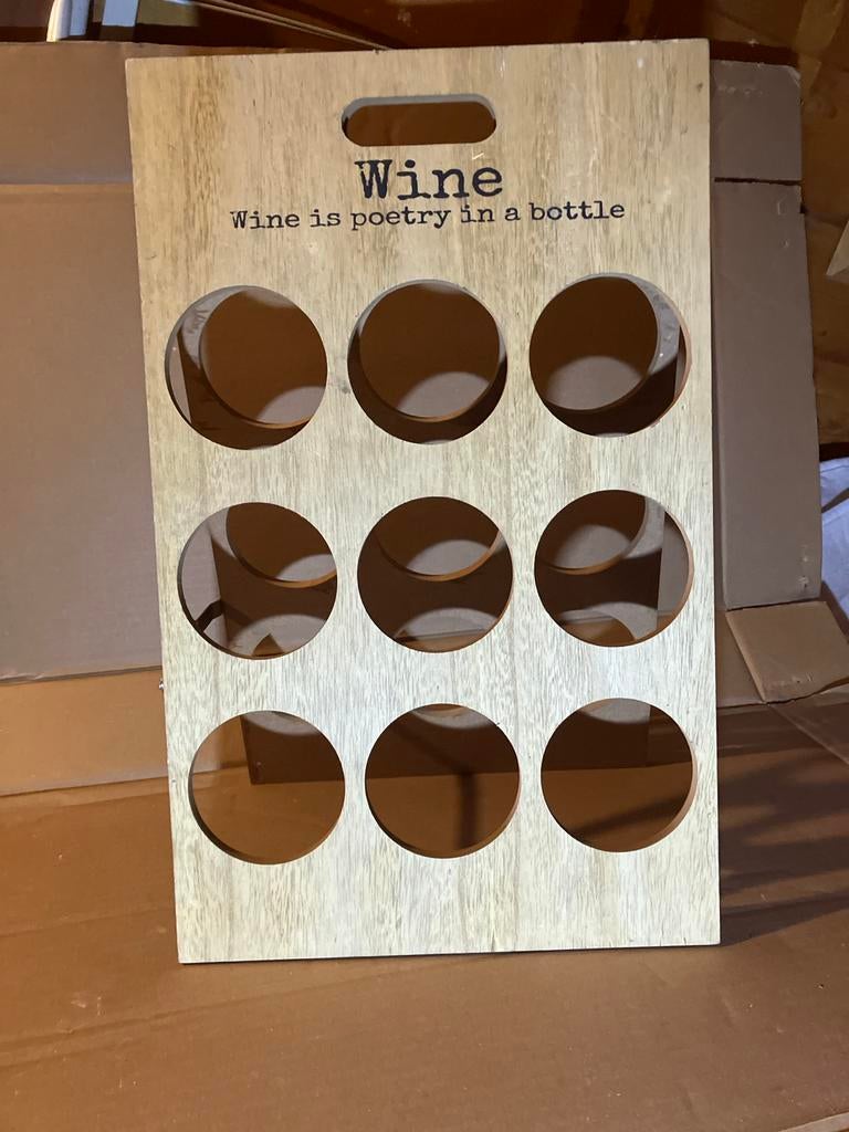 Houten wijnrek voor 9 flessen, Huis en Inrichting, Buitenissig, Info@buitenissig.nl, Ophalen of Verzenden, Zo goed als nieuw