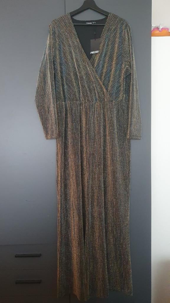 Pieces glitter jumpsuit met wide leg, Zwart, Maat 46/48 (XL) of groter, Nieuw, Ophalen of Verzenden