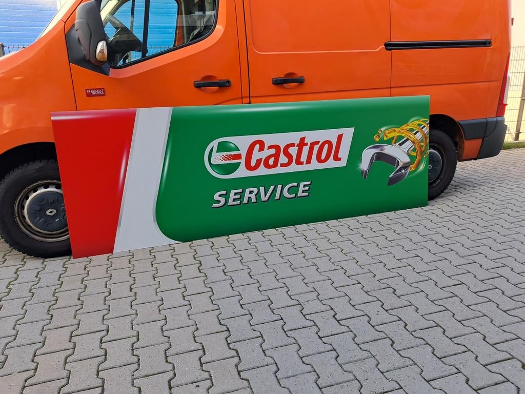 Mooie Castrol reclame plaat, Breedte 300cm hoogte 100cm, Ophalen, Reclamebord, Eu, Eu