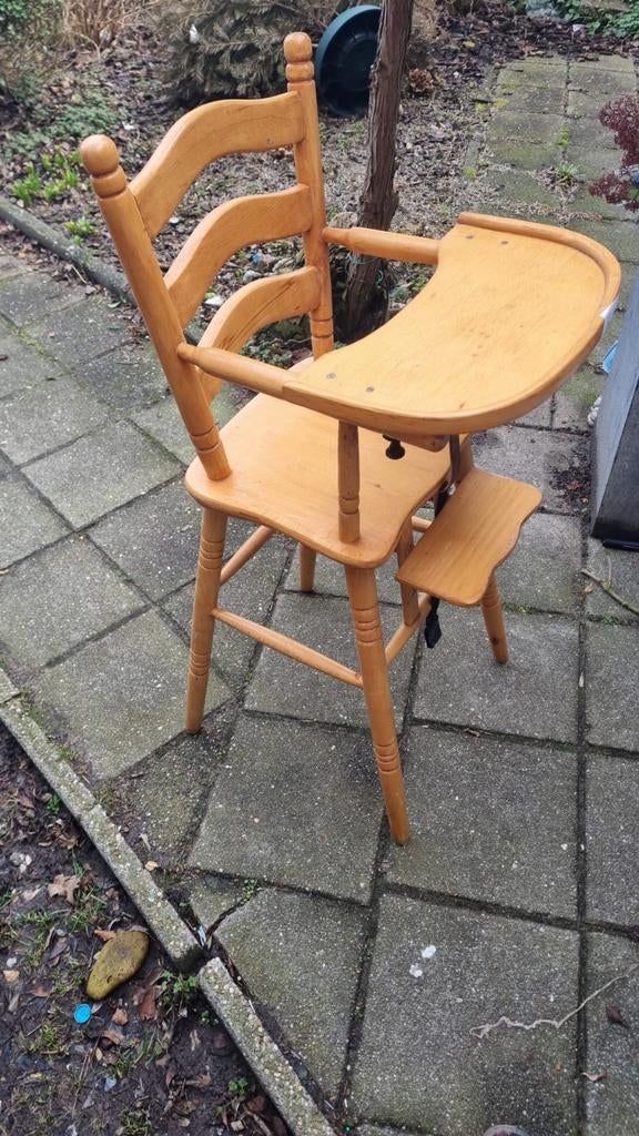 Houten Kinderstoel met Eetblad, Ophalen, Gebruikt, Overige typen, Gordel(s)