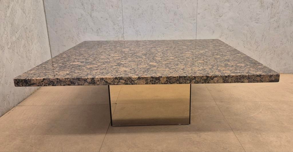 Luxe granieten design tafel, laag model, 100x100, Ophalen, 100 tot 150 cm, 50 tot 100 cm, Zo goed als nieuw