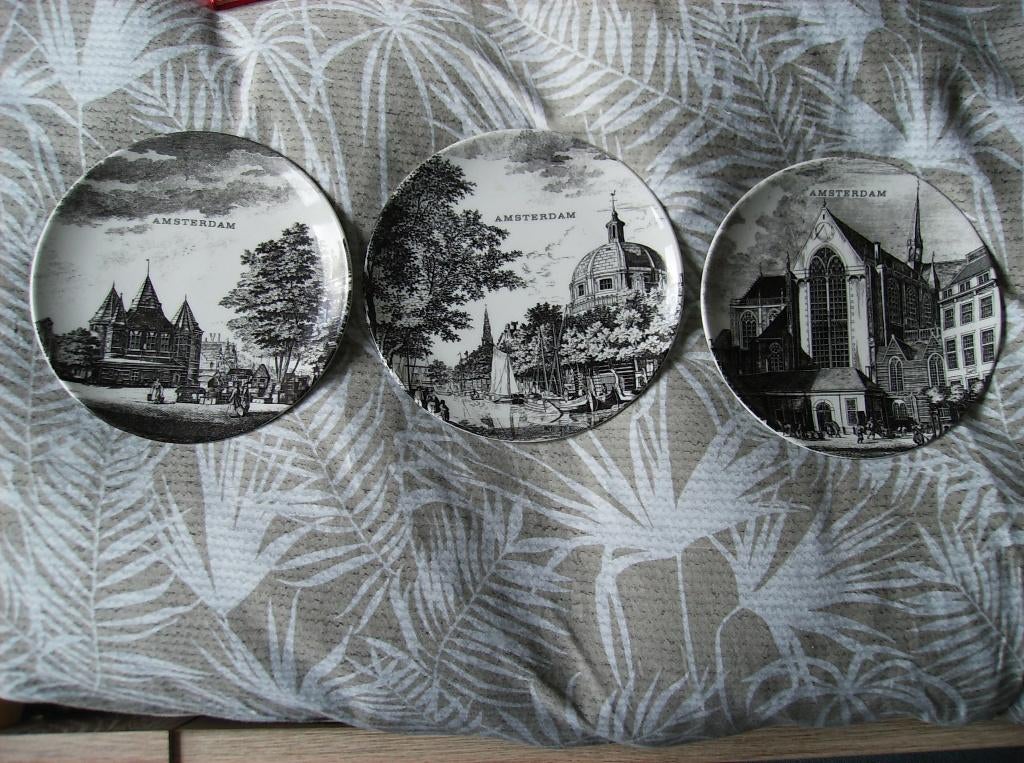 AMSTERDAM, FOCKE/MELZER, 3 WANDBORDJES, Antiek en Kunst, Ophalen of Verzenden
