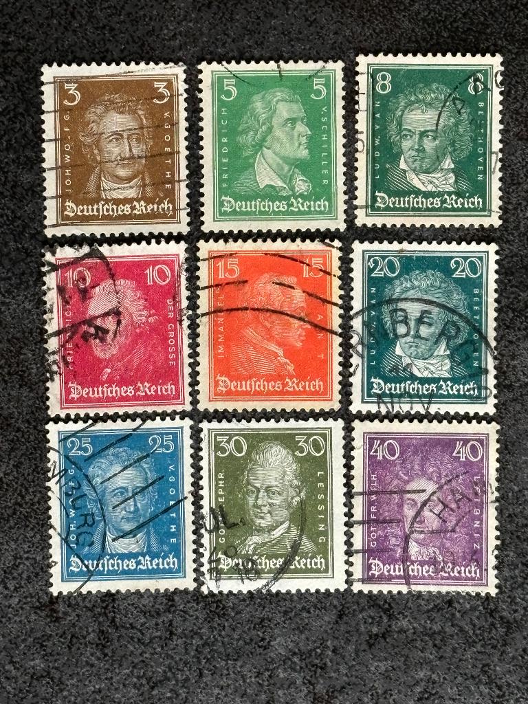 1926-1927 Reich 379-387 Beroemde duitsers, Gestempeld, Ophalen of Verzenden, Duitse Keizerrijk, Gestempeld