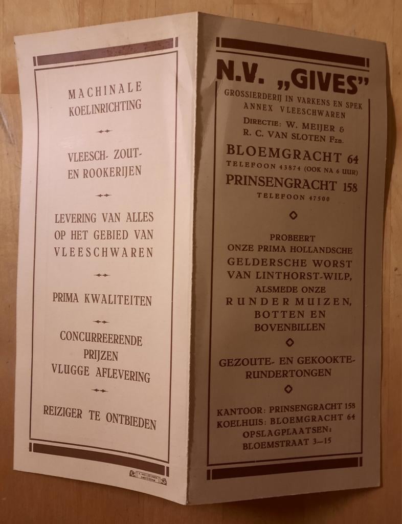 Oude N.V. Gives Folder - Vleeschwaren Catalogus, Boeken, Catalogussen en Folders, Ophalen of Verzenden, Gelezen, N.V. Gives, Folder