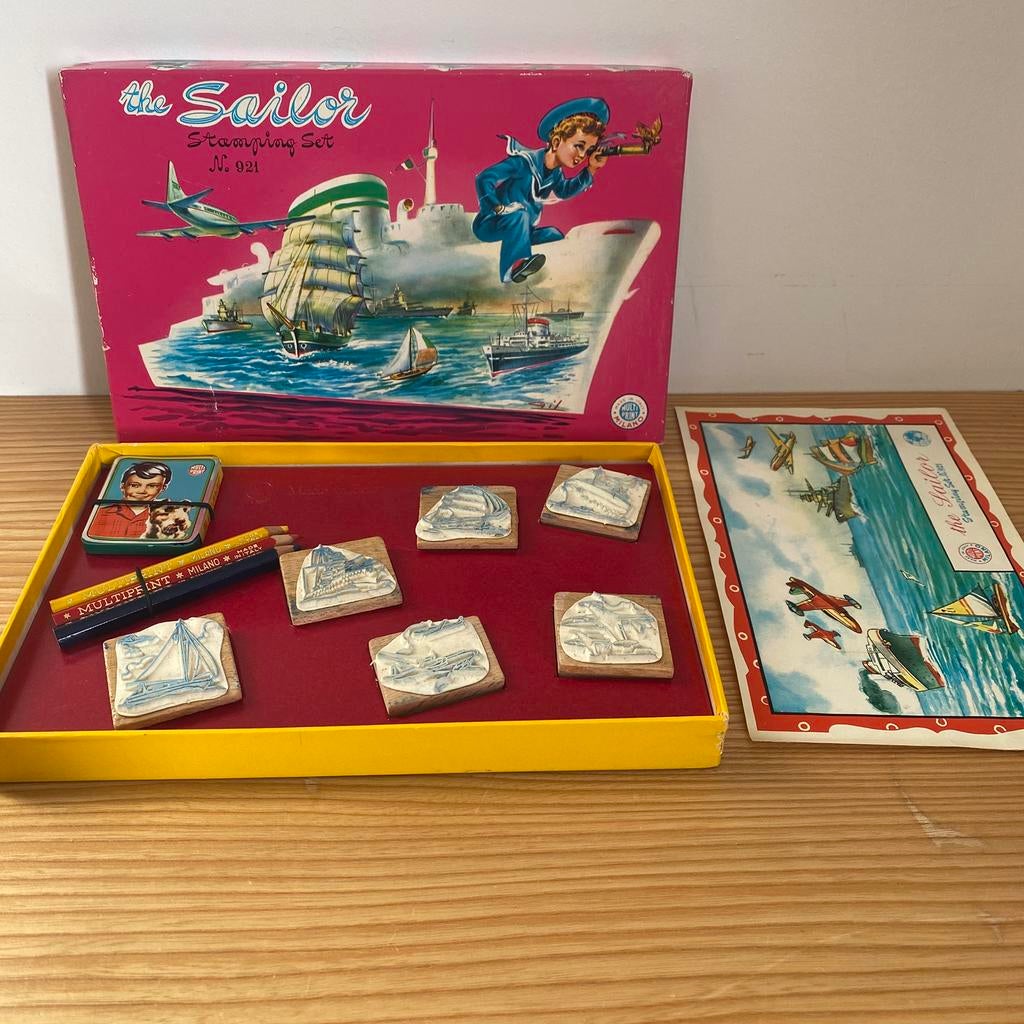 Oude Stempeldoos Speelgoed jaren 60 Italy, Antiek en Kunst, Antiek | Speelgoed, Ophalen of Verzenden