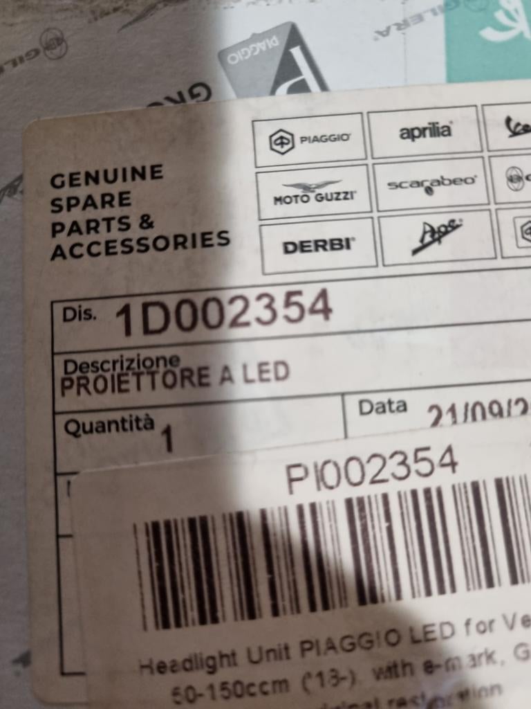 Nieuwe Koplampunit Piaggio origineel led euro-4/5/5+ sprint, Piaggio, Piaggio, Overige typen, Nieuw