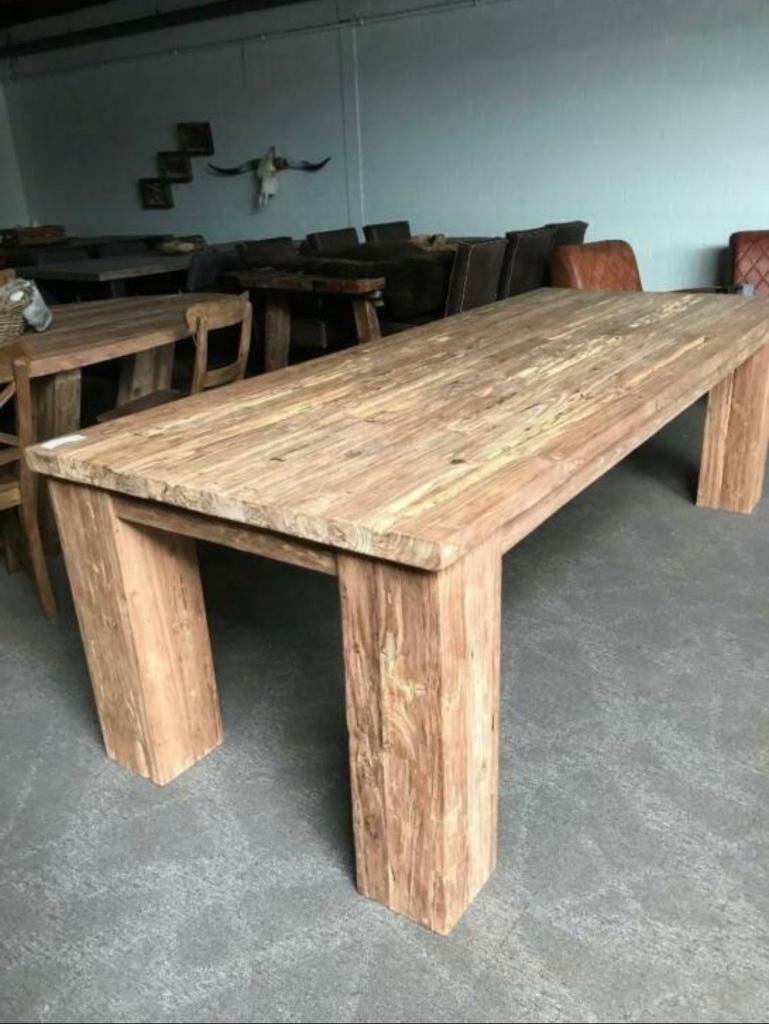 Robuuste teaktafel met dikke poten, Ophalen, Info@mega-trade.nl, Mega-trade, Nieuw