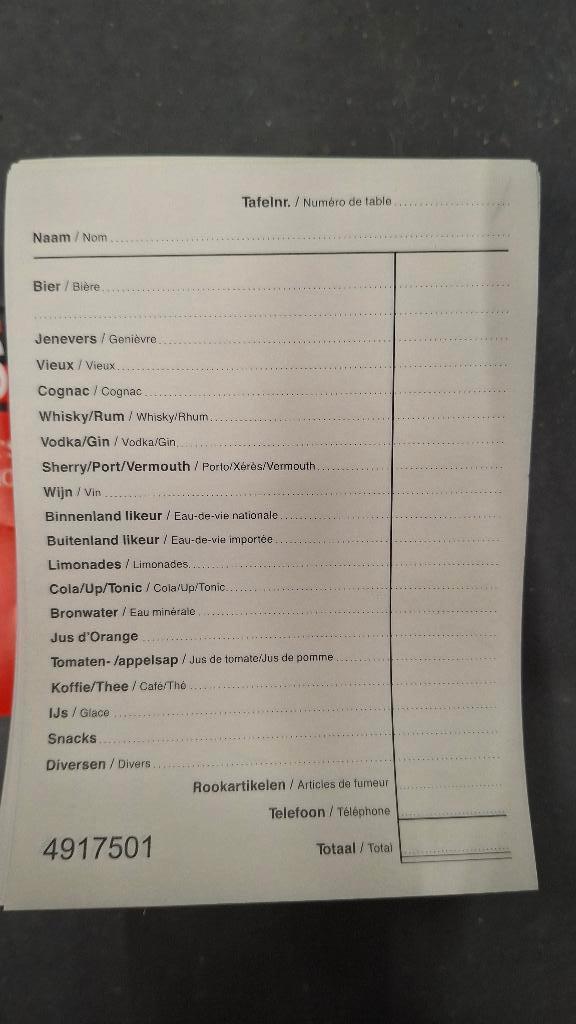 Paperplus consumptie Dranken notitieblok nota's, ., Nieuw, Ophalen of Verzenden, .