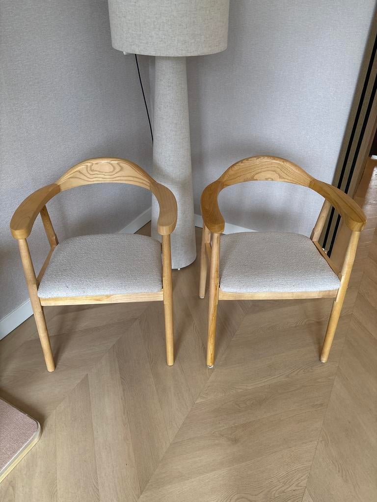 Japandi Eetkamerstoelen 2 stuks, Ophalen, Gebruikt, Twee, Bruin