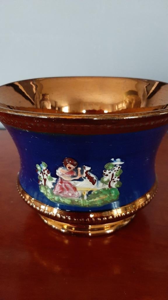 Vintage Rijstkom 50s - Blauw Decoratief, Antiek en Kunst, Antiek | Keramiek en Aardewerk, Ophalen of Verzenden