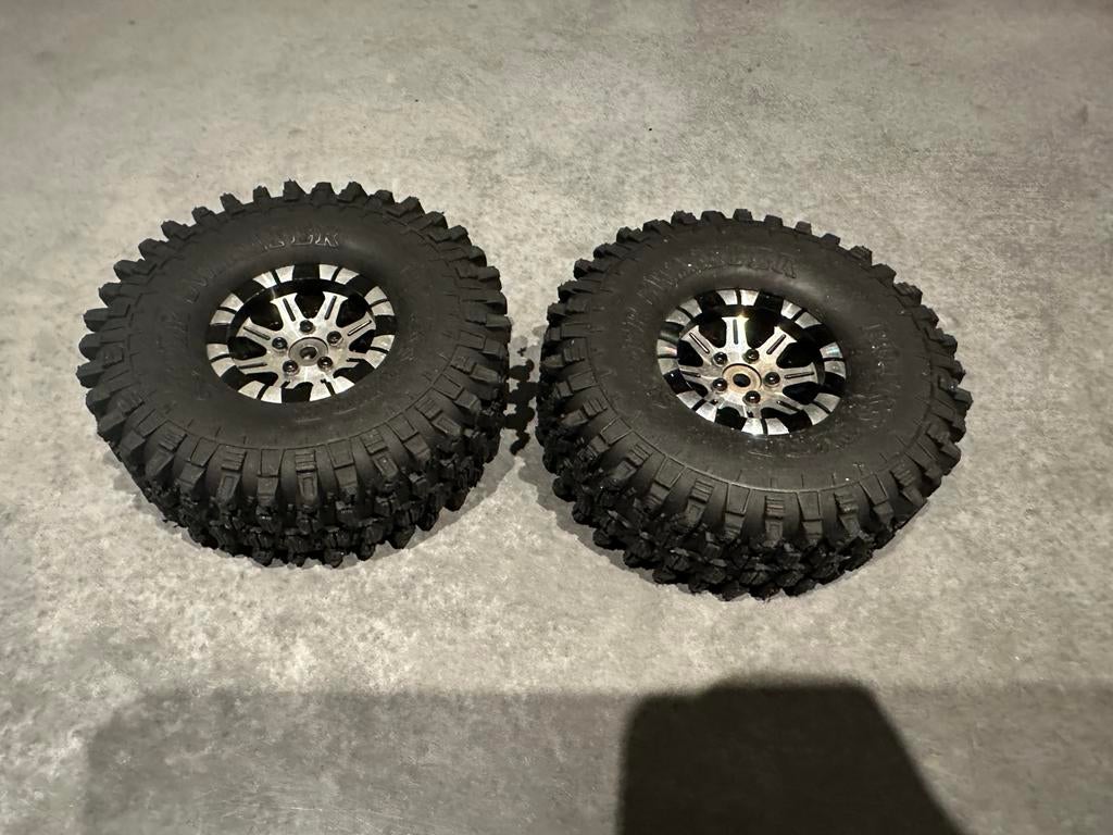 Traxxas Axial TRX-4 crawler beadlock velgen + banden 2 stuk, Ophalen of Verzenden, Zo goed als nieuw, Auto offroad