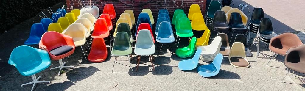 Vintage Eames originele glasvezel Herman Miller design, Blauw, Leer, Ophalen of Verzenden, Zo goed als nieuw