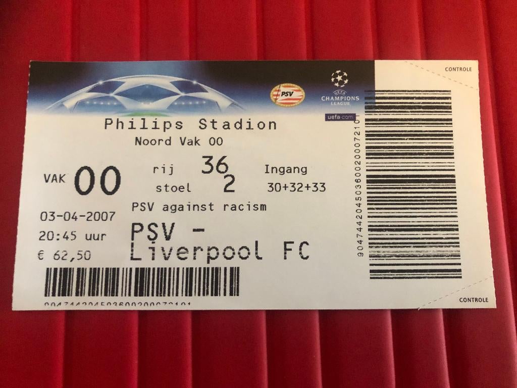 Ticket CL PSV - Liverpool 2006/2007, Ophalen of Verzenden, Zo goed als nieuw, PSV, Overige typen