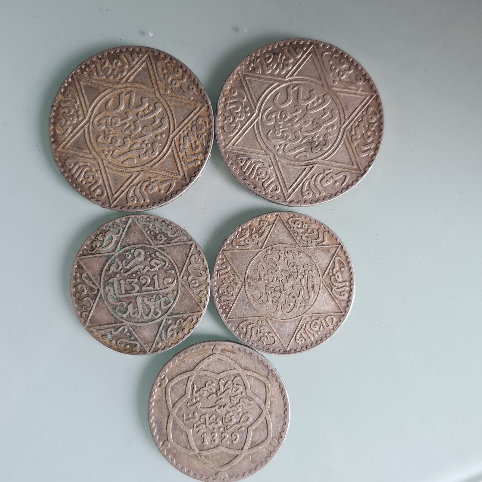 Set van 5 historische munten van Marokko, Ophalen of Verzenden, Midden-Oosten, Zilver