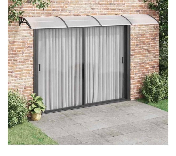 Nieuwe Deurluifel 400x100cm polycarbonaat helder steun zwart, Tuin en Terras, Ophalen of Verzenden, Nieuw, Overige typen