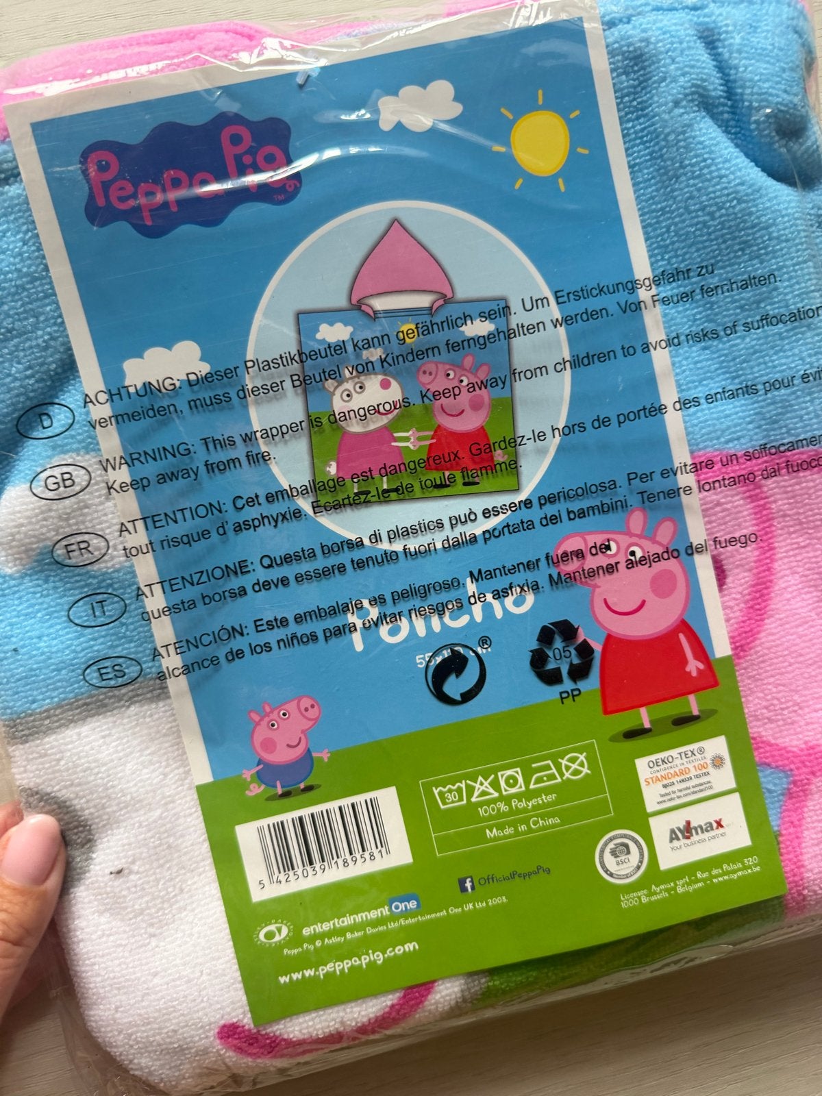 * NIEUW | Peppa Pig poncho laken - 55x110 cm, 100% polyester, Ophalen of Verzenden, Nieuw