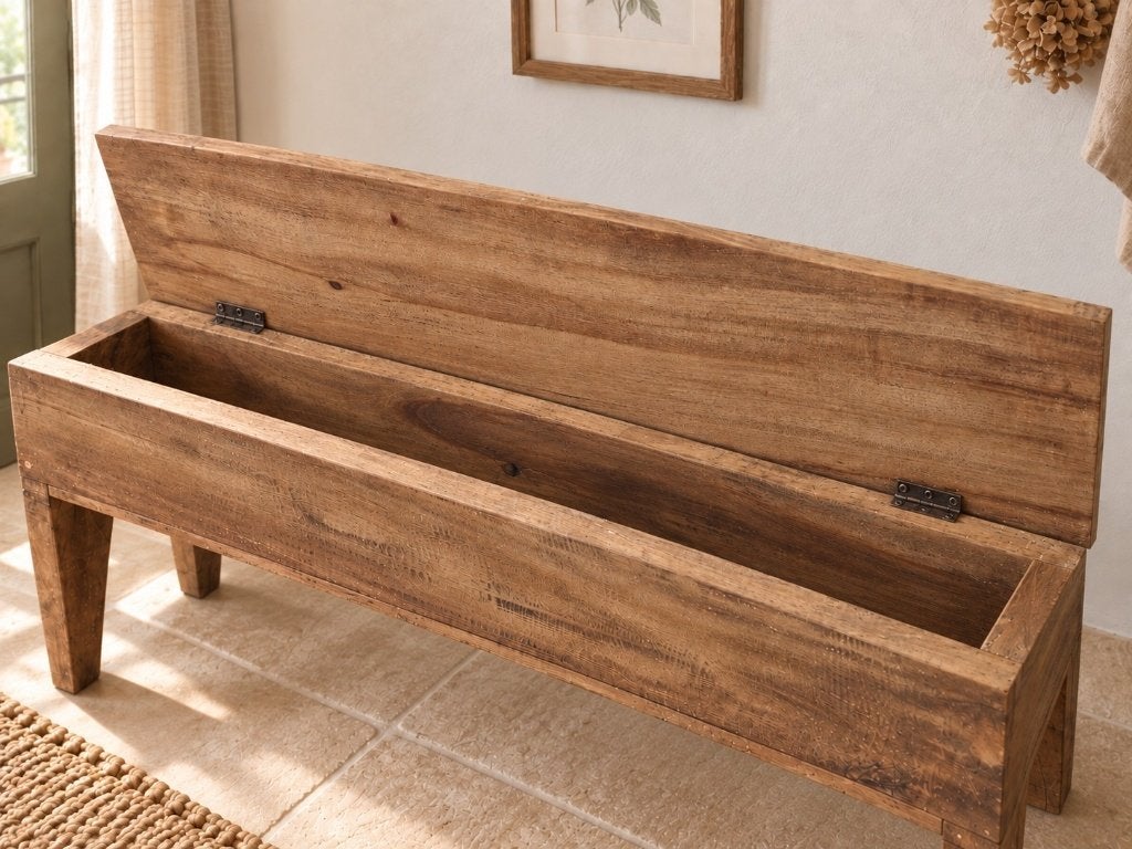 Nieuw houten schoolbankje met opbergruimte – opruiming, DTT, Nieuw, Rechte bank, Minder dan 150 cm