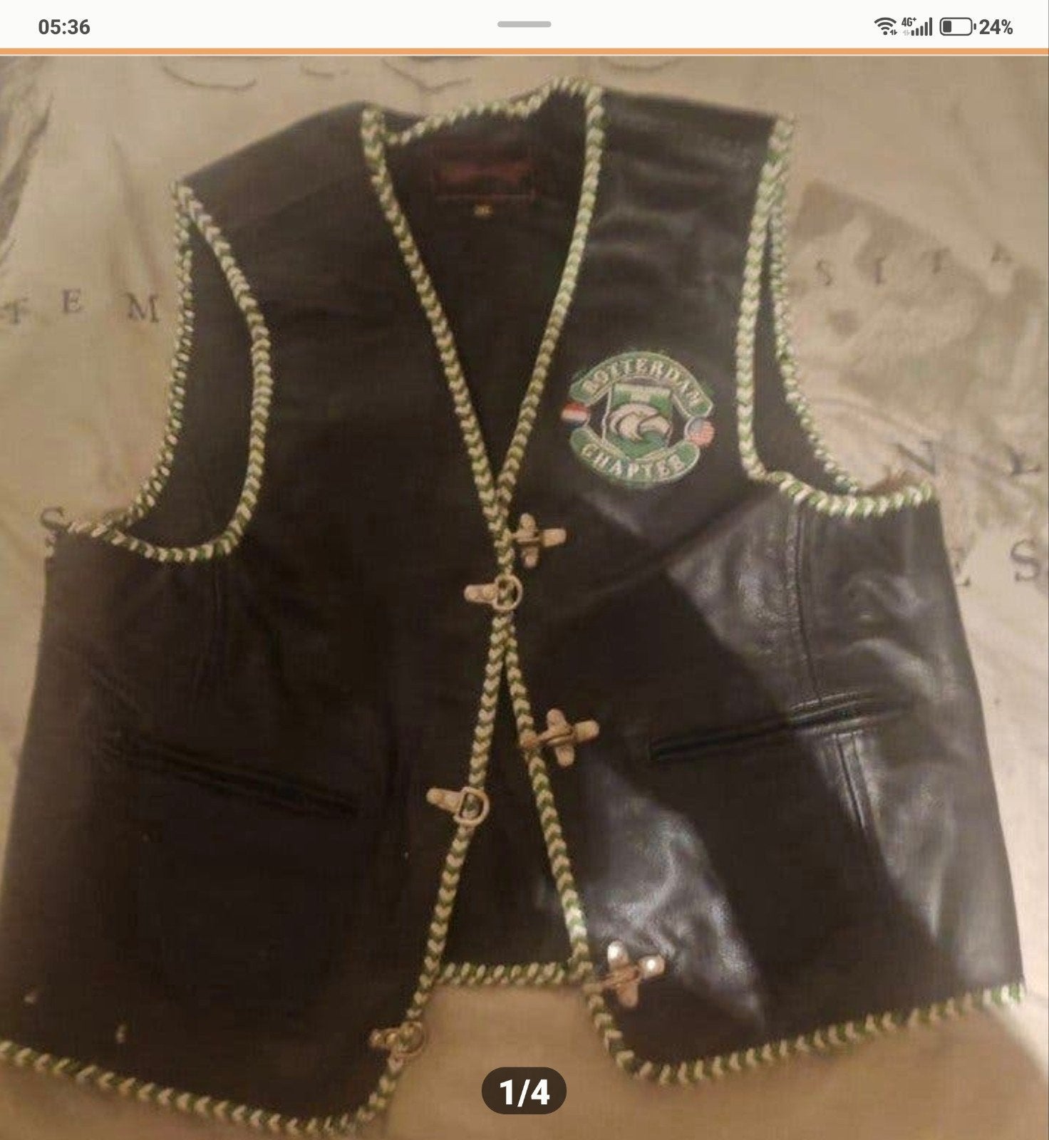 Leren motorvest met 'Rotterdam Chapter' patch maat Large, Motoren, Kleding | Motorkleding, Overige typen, Ophalen of Verzenden