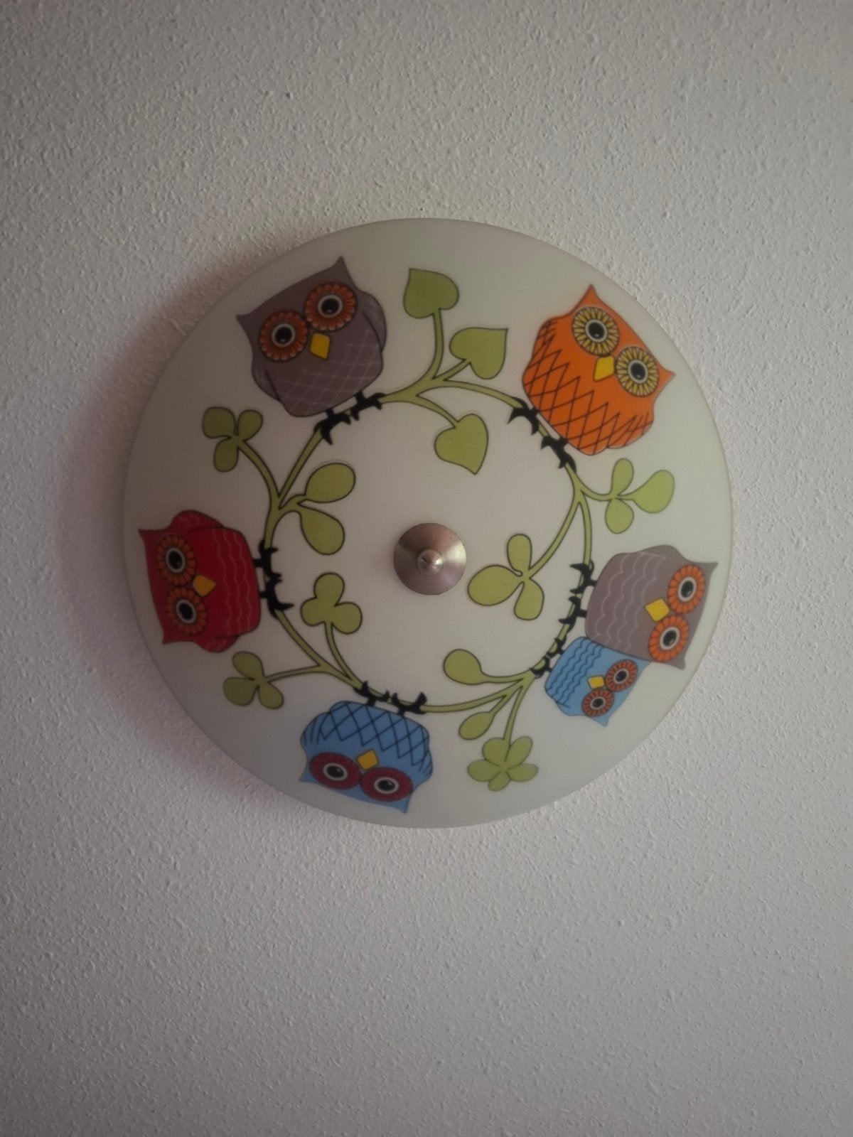 Plafondlamp met uiltjes., Ophalen of Verzenden, Zo goed als nieuw, Glas, Ugglarp