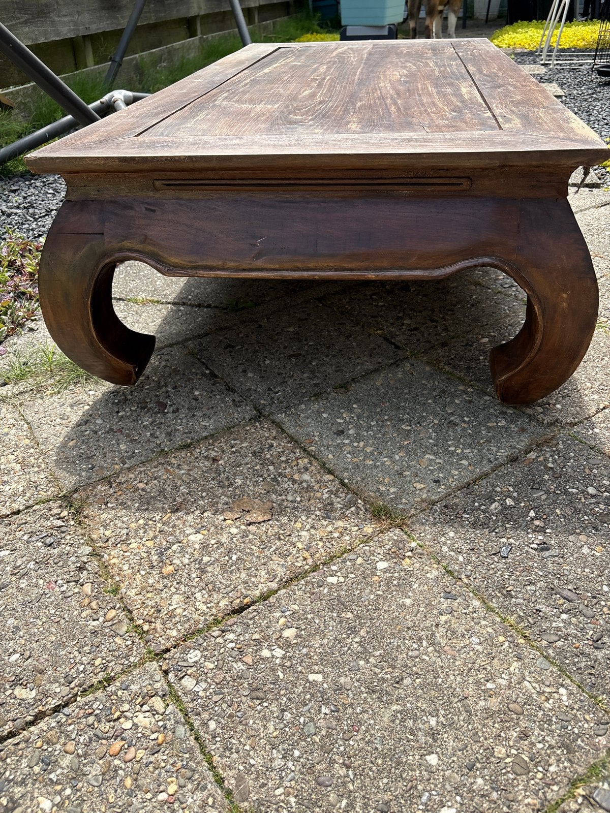 Antieke Opium Salontafel van Teakhout 140x70x37, Huis en Inrichting, Tafels | Salontafels, Gebruikt, 5 – 50, 50 tot 100 cm, 100 tot 150 cm