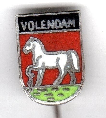 Speldje WAPEN VOLENDAM EMAILLE PAARD (A1), Ophalen of Verzenden, Gebruikt, Overige onderwerpen