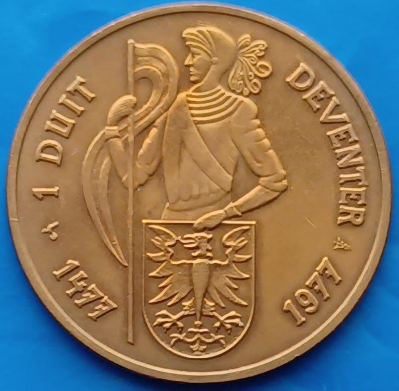 Deventer 1 Duit 1977 UNC, Verzenden, Overige materialen, Nederland