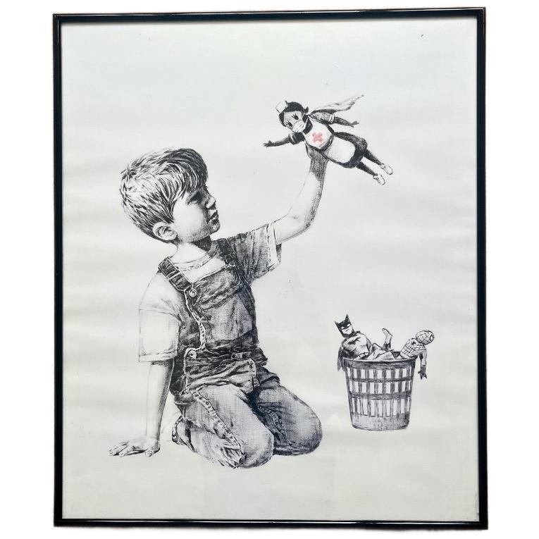poster game changer nurse 2020 van Banksy ingelijst, Rechthoekig Staand, Met lijst, Ophalen of Verzenden, Zo goed als nieuw