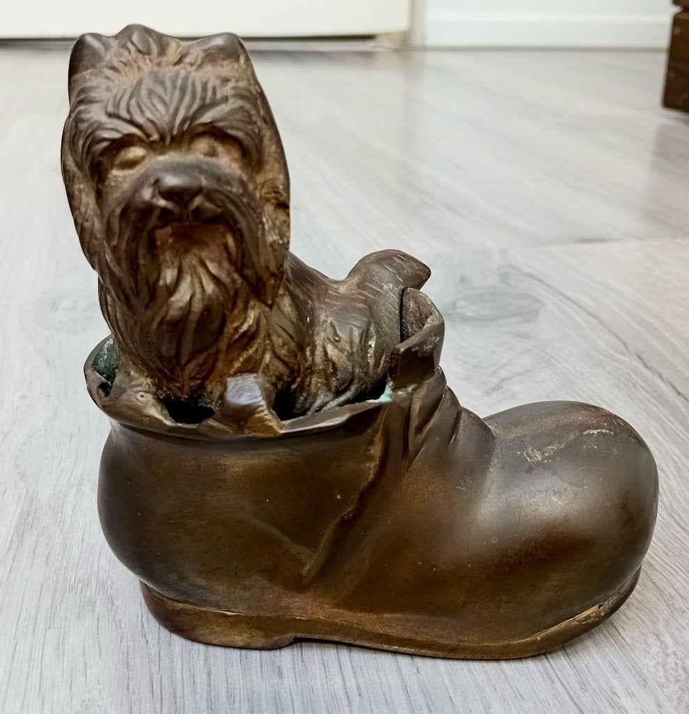 yorkshire terrier massief messing hond in shoes, Verzenden