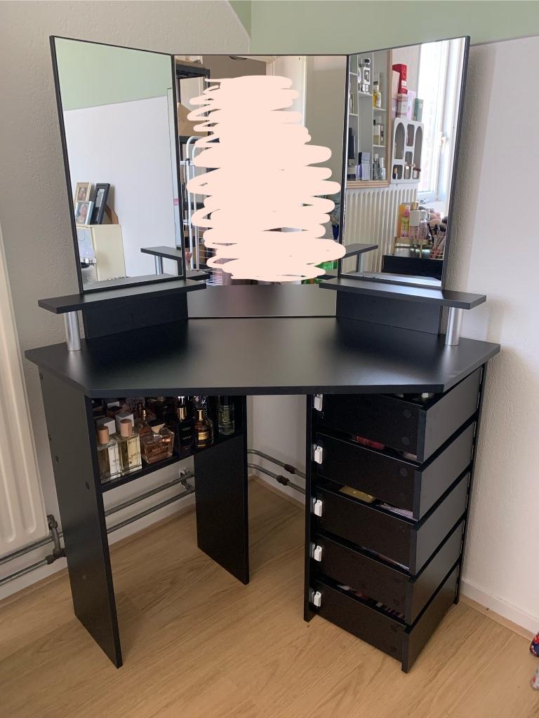 Zwarte make-up tafel, Huis en Inrichting, Tafels | Kaptafels, Ophalen, 100 tot 150 cm, 100 tot 150 cm, Zo goed als nieuw