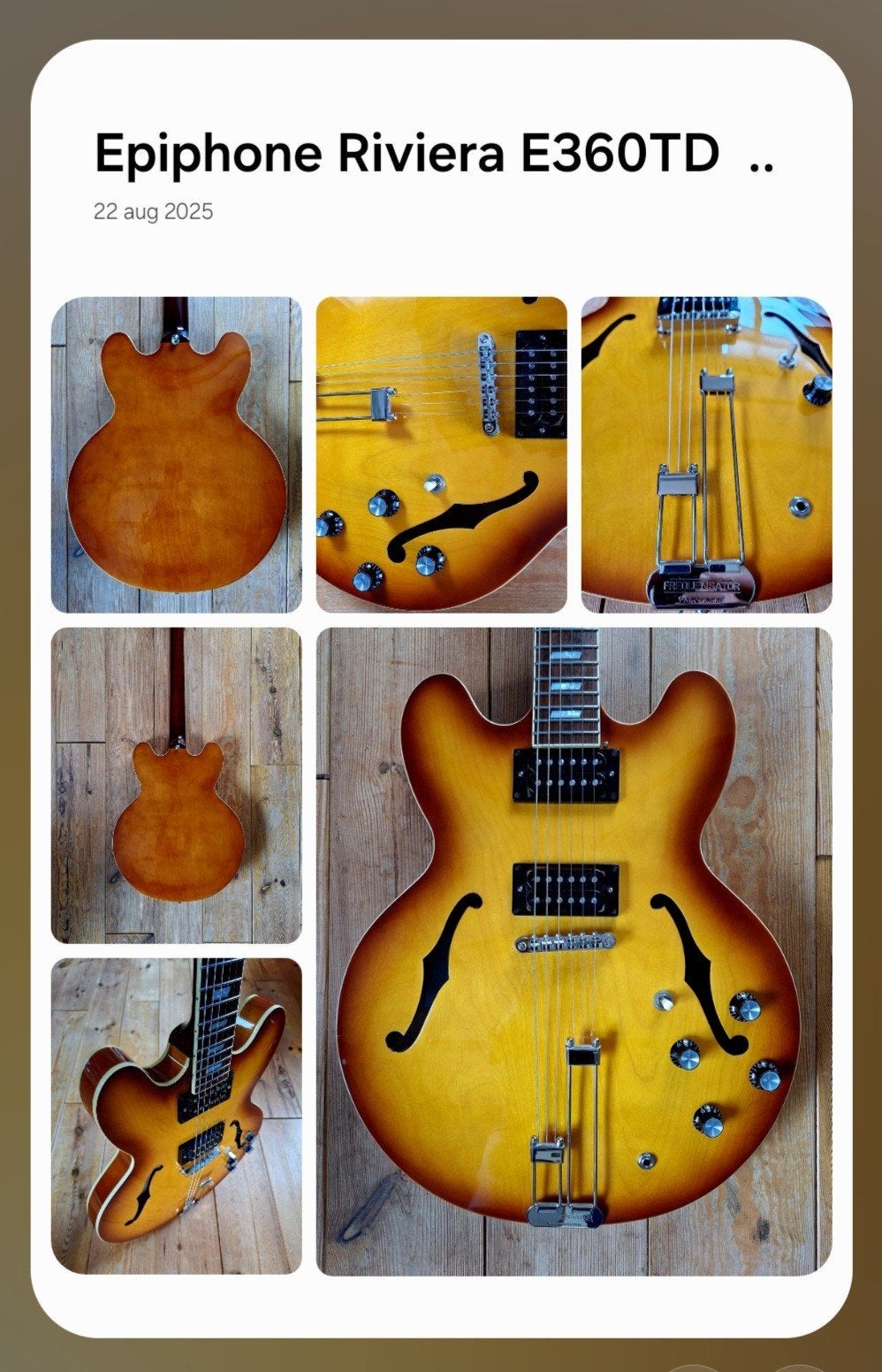 Epiphone Riviera E-360TD, Ophalen, Zo goed als nieuw, Semi-solid body, Epiphone