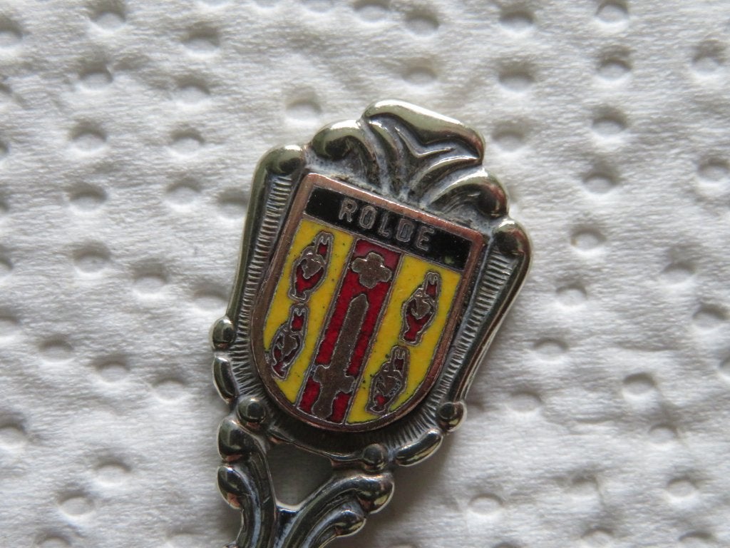 Lepeltje Wapen Rolde (emaille), Ophalen of Verzenden, Zo goed als nieuw, Overige materialen, Bestek