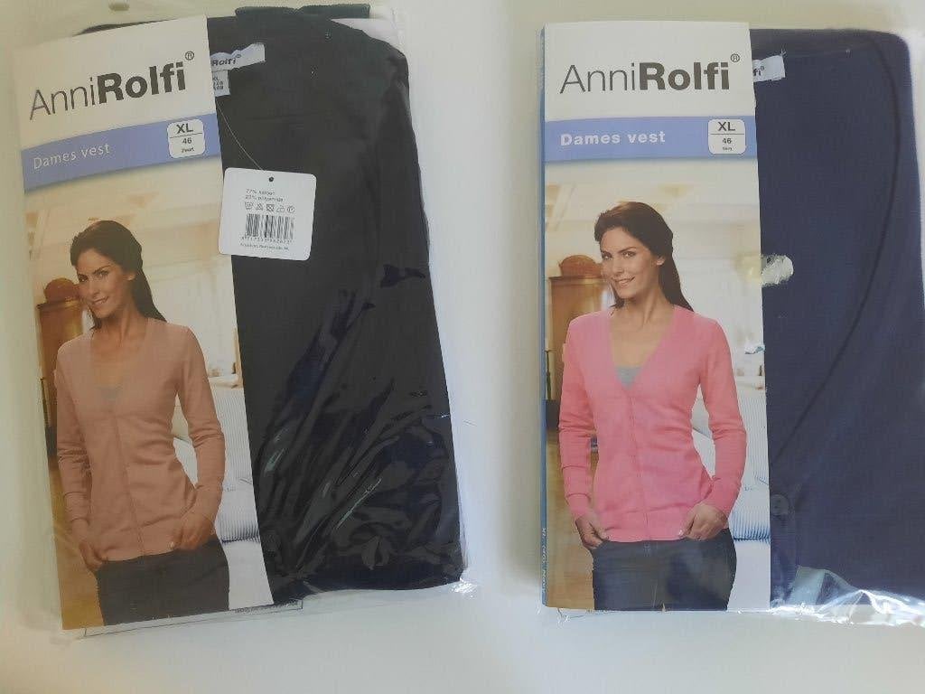 2 x zwart ANNI ROLFI vest 77% katoen, nieuw maat XL, Ophalen of Verzenden, Nieuw, Maat 46/48 (XL) of groter, Zwart