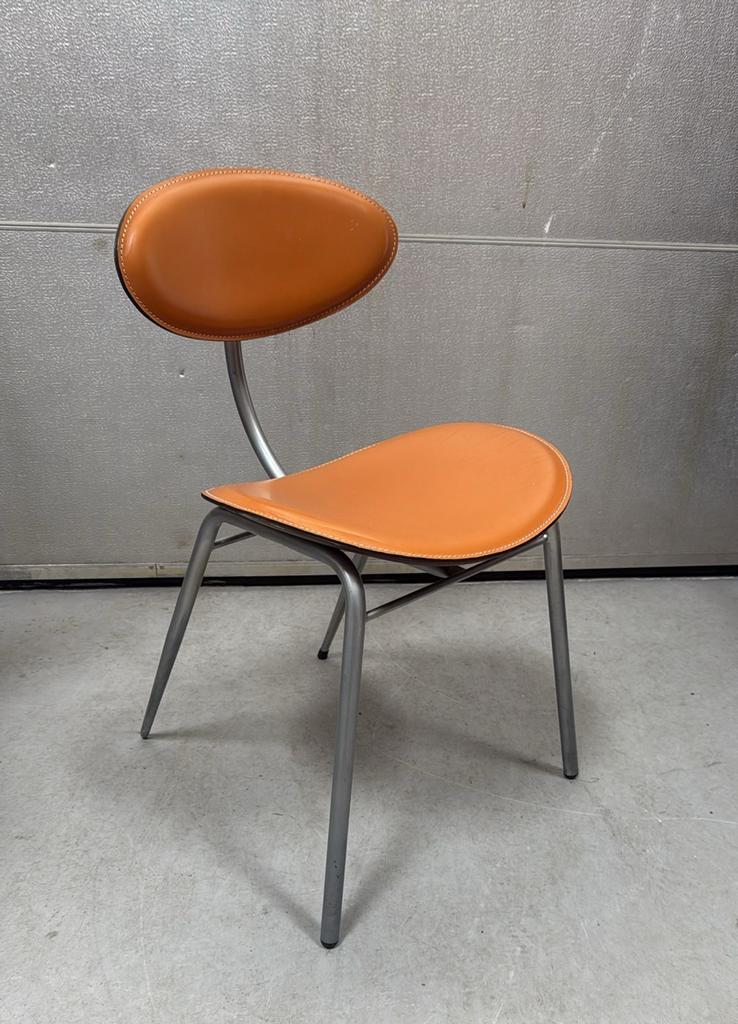 Arben Italy stoel - Design stoel - Oranje leer, Huis en Inrichting, Ophalen, ., Zo goed als nieuw, .