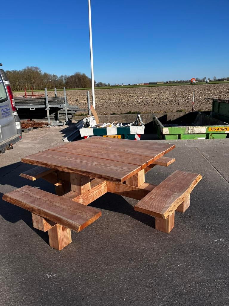 Vierkante picknicktafels, Tuin en Terras, Picknicktafels, Ophalen, Nieuw, Vierkant, Hout