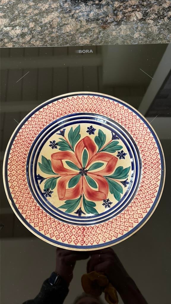 Oud boerenbont bord Societe Ceramique Maestricht, Ophalen of Verzenden