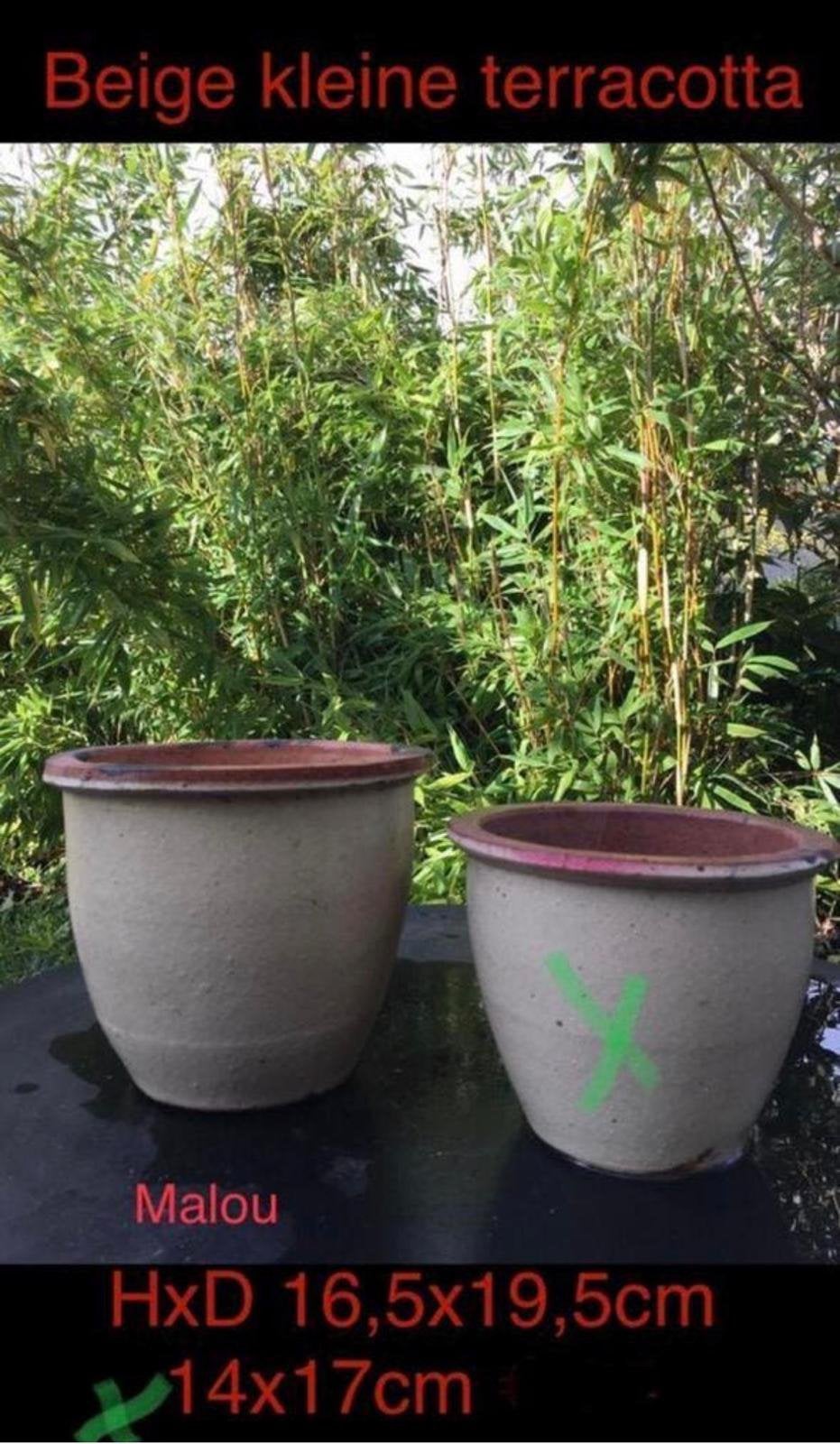 Beige terracotta bloempot 19,5cm vorstbestendig, Ophalen, Rond, Zo goed als nieuw, Binnen