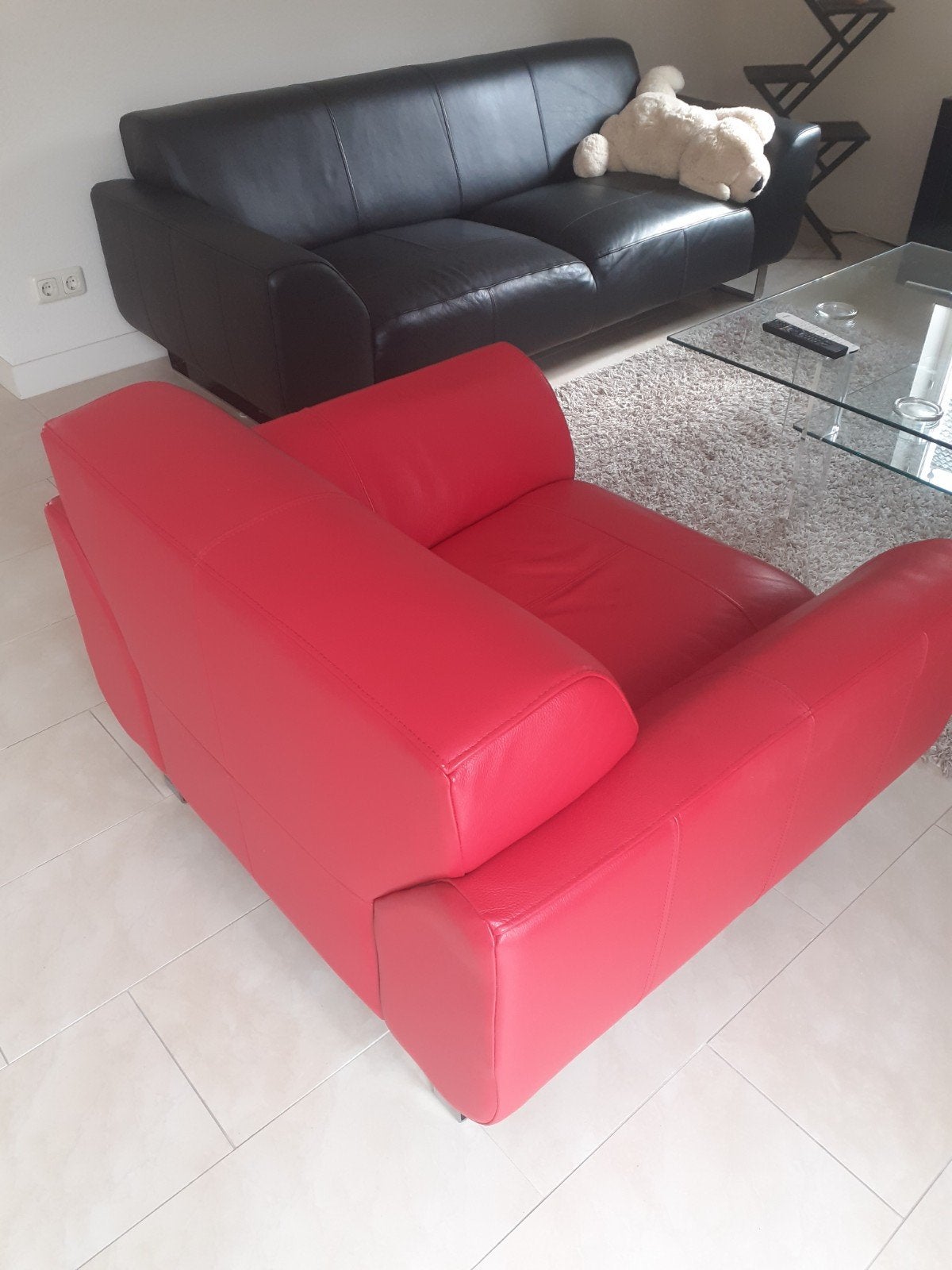 mooie rode leren stoel, Ophalen, 75 tot 100 cm, Eenpersoons, Minder dan 150 cm