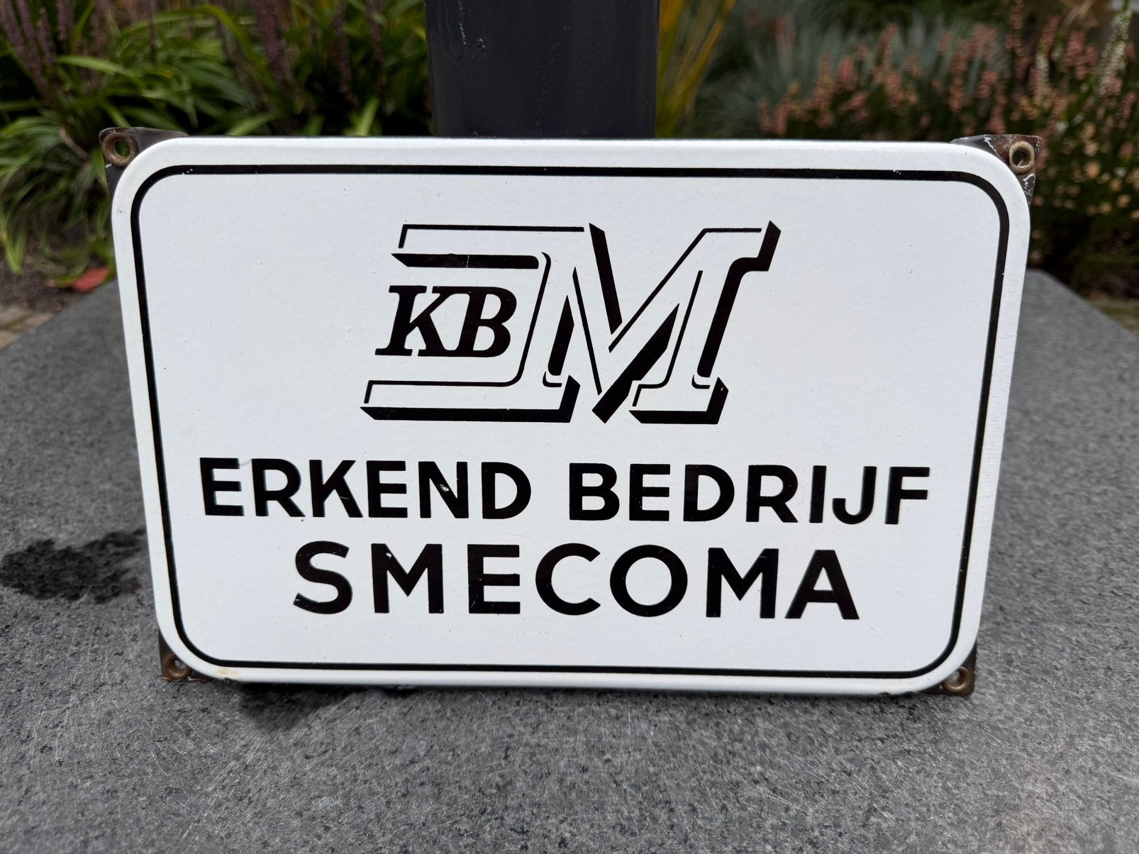 Emaille reclamebord kbm smecoma, Ophalen of Verzenden