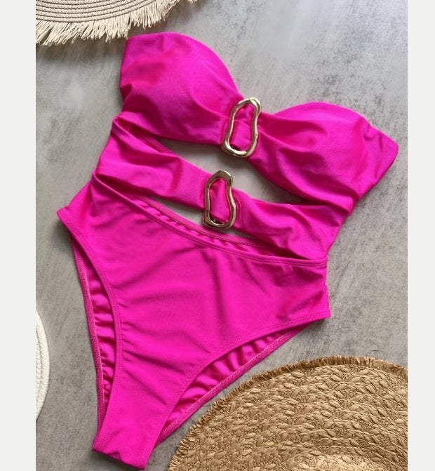 Sexy hoog uitgesneden eendelig badpak met metalen ringen, Kleding | Dames, Ophalen of Verzenden, Nieuw, Zwart, Badpak