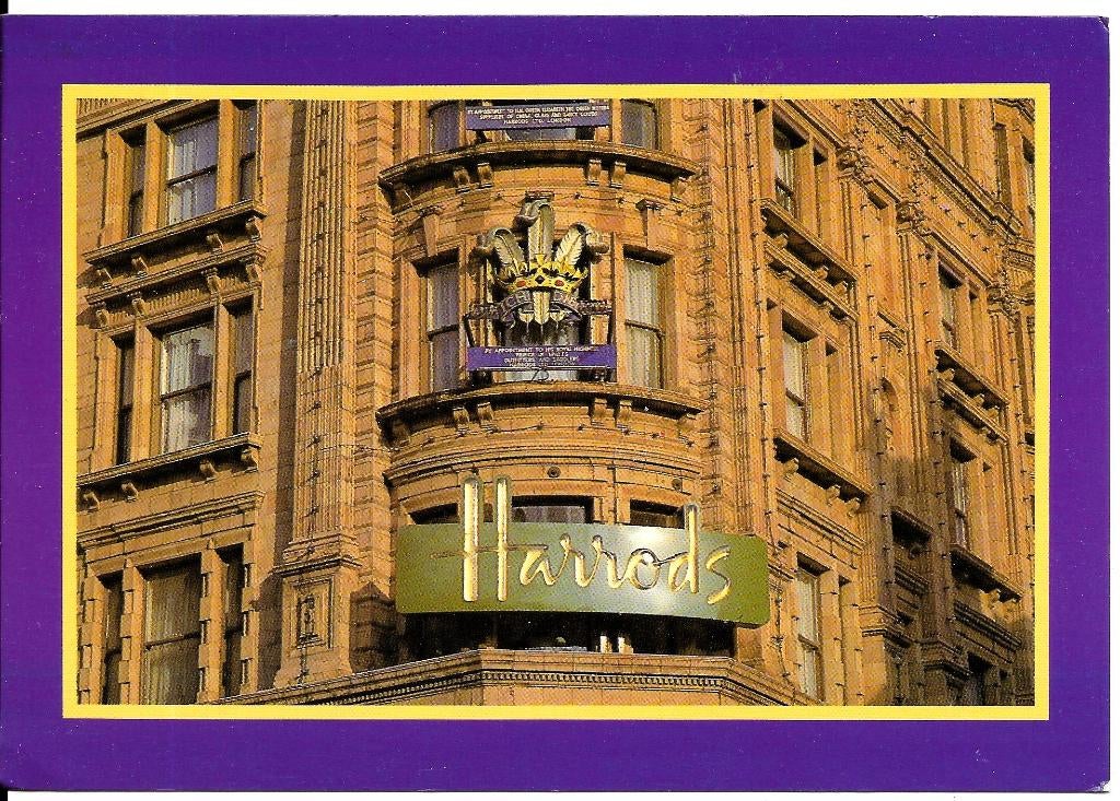Ansichtkaart	Londen (Engeland)	Harrods	warenhuis, Verzenden, 1980 tot heden, Gelopen, Engeland