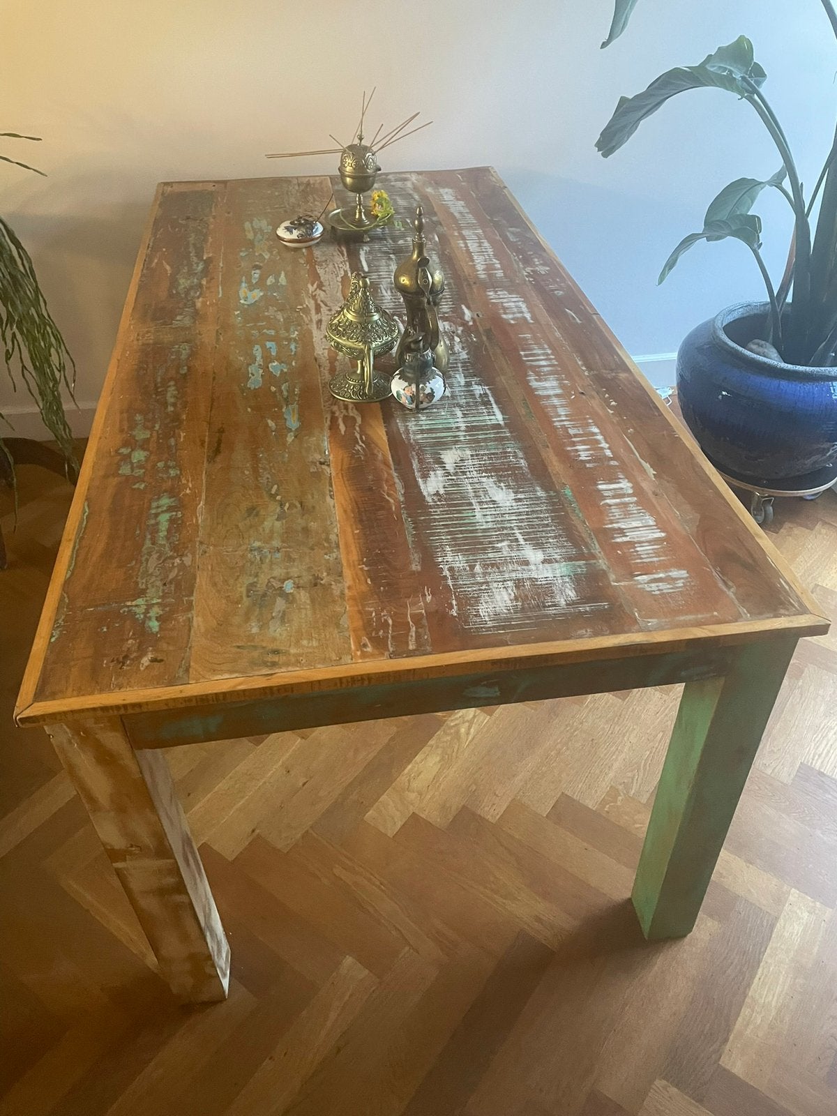 Zespersoons houten eettafel, Ophalen, Gebruikt, 50 tot 100 cm, Vijf personen of meer