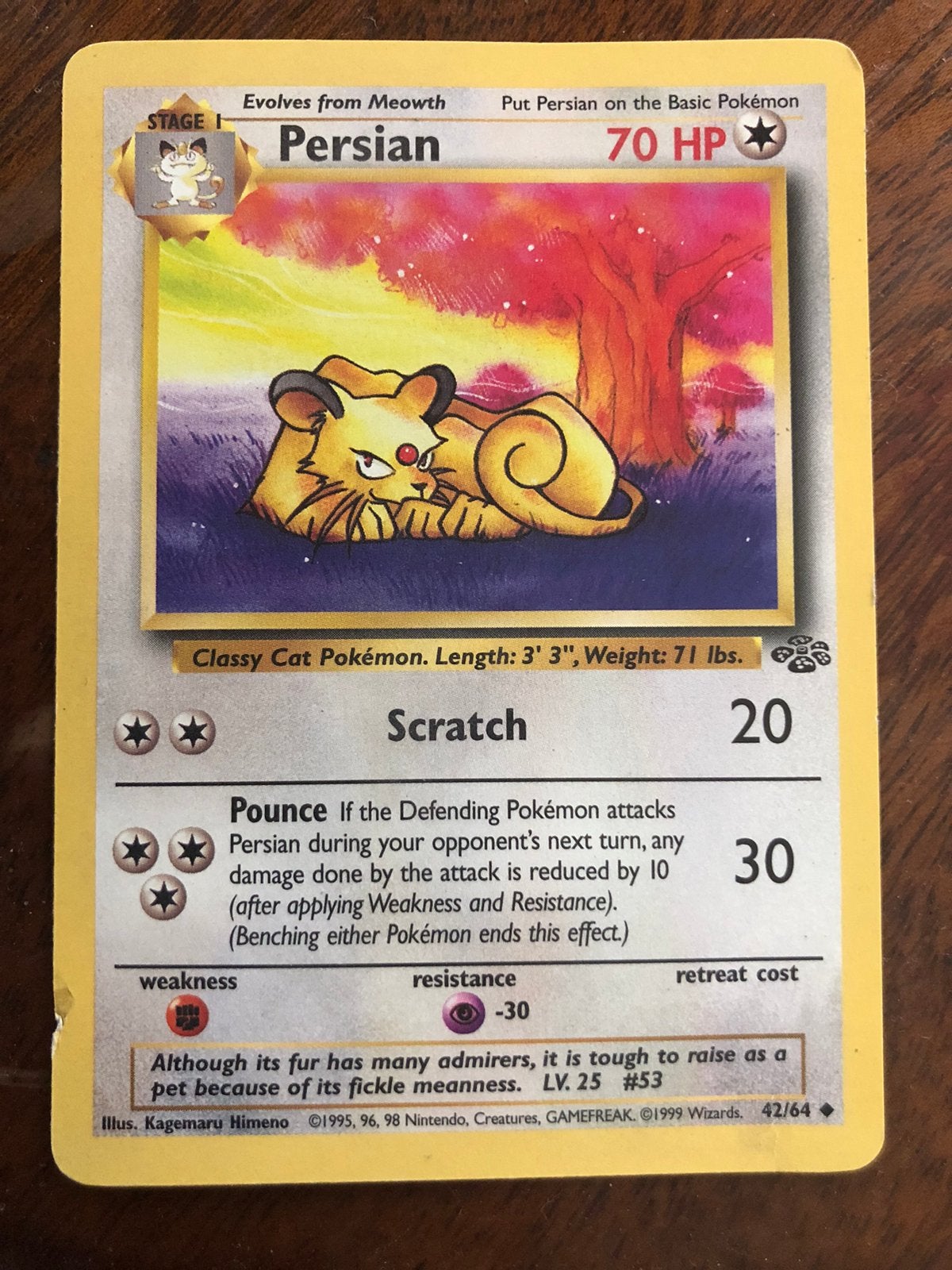 Pokémon. persian. 70HP, Scratch, Verzenden, Gebruikt, Speelkaart(en)