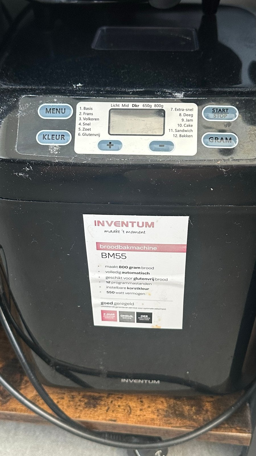 Inventum Broodbakmachine BM55 - Zo goed als nieuw, Meer dan 10 programma's, Zo goed als nieuw, 400 tot 800 gram deeg, Ophalen