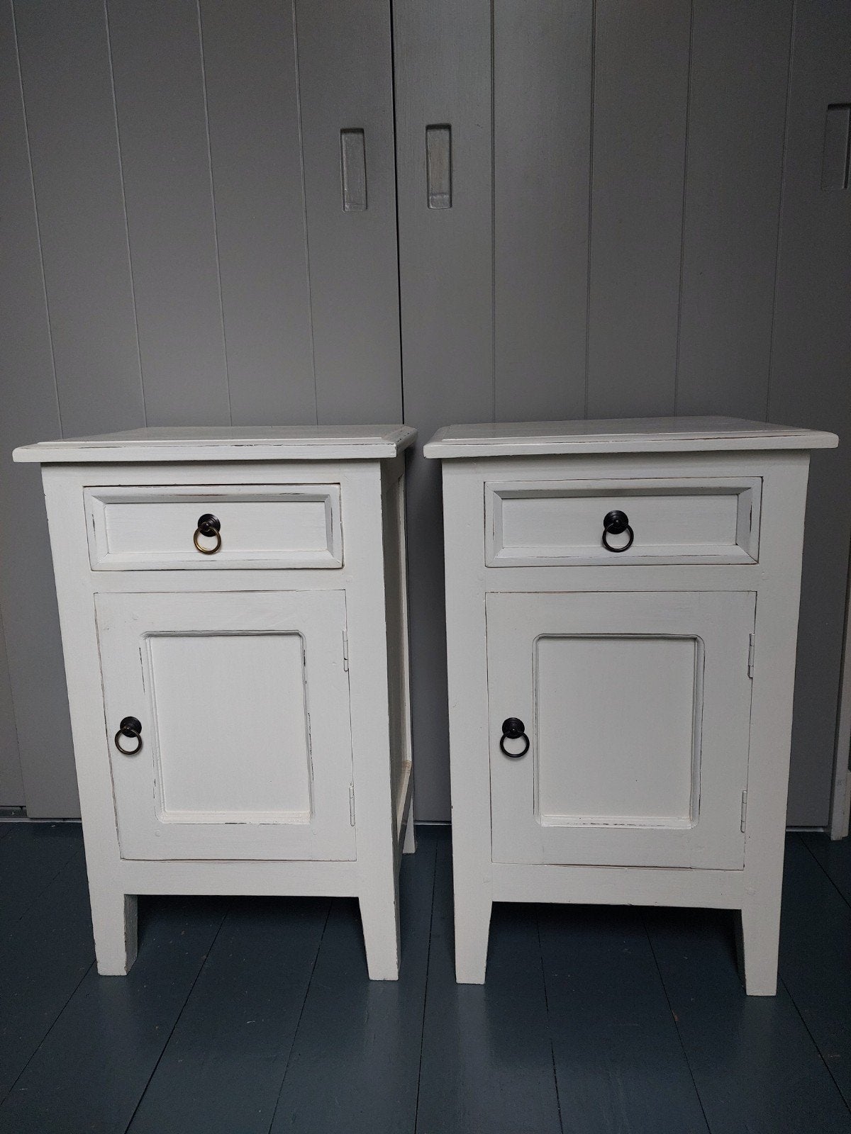 2 nachtkastjes van teakhout., Ophalen, Gebruikt, Minder dan 45 cm, 70 cm of meer