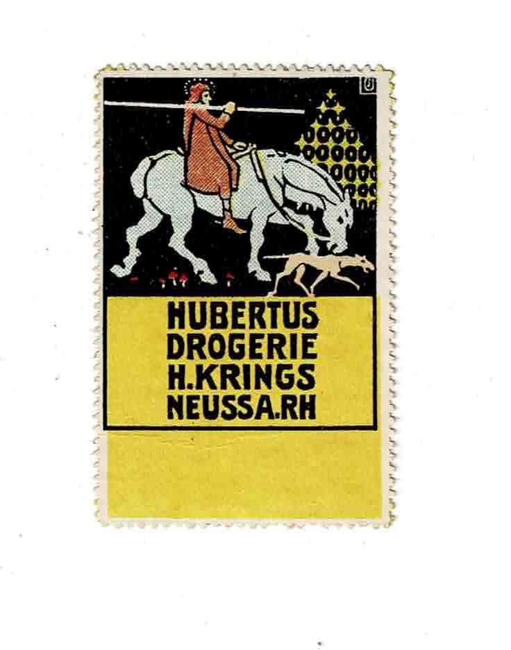 Oude Duitse sluitzegel van "HUBERTUS DROGERIE", Verzamelen, Verzenden, Zo goed als nieuw, Overige typen