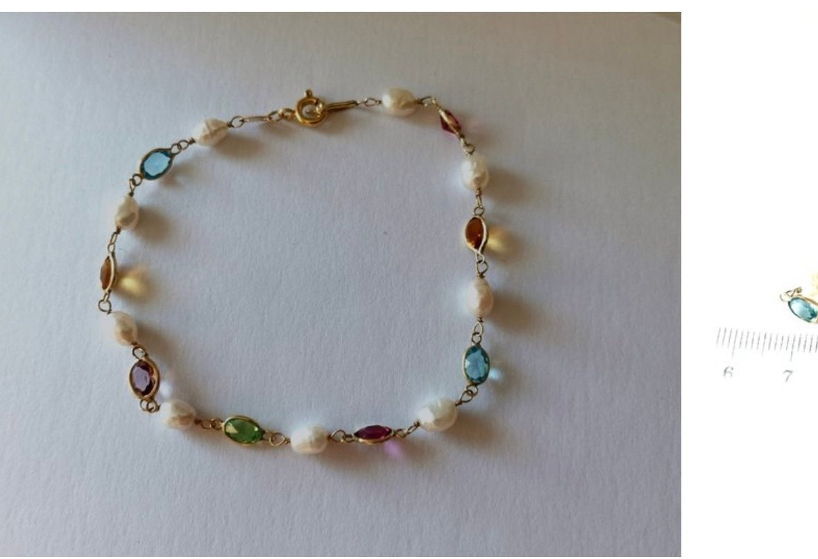 18 karaat gouden armband met edelstenen, Sieraden, Tassen en Uiterlijk, Armbanden, Zo goed als nieuw, Goud, Verzenden