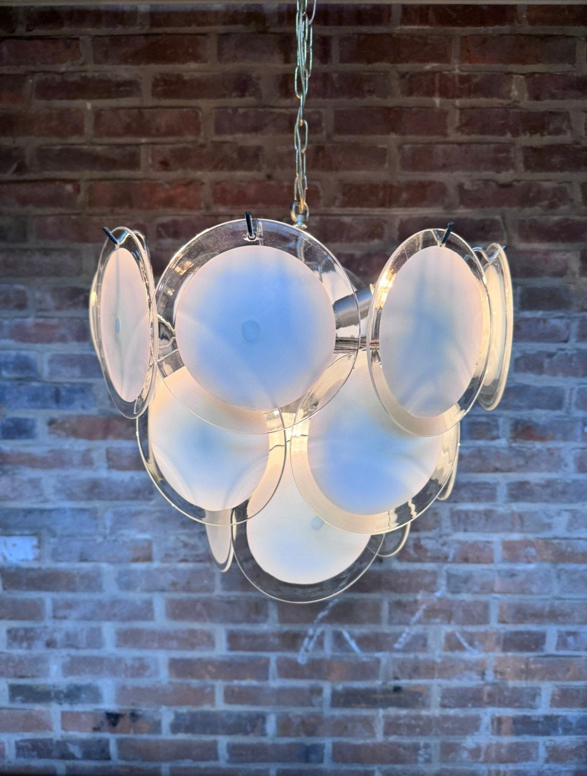 Murano Vistosi vintage kroonluchter hanglamp, Ophalen, Gebruikt