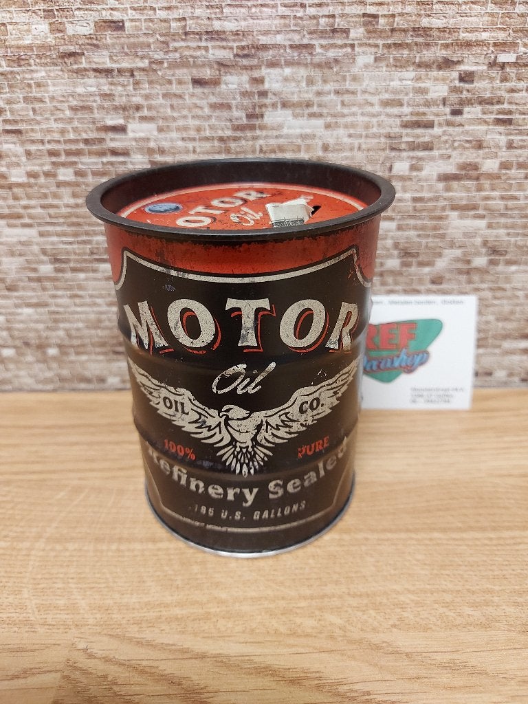 spaarpot vorm van olie drum, motor oil, inhoud 660 ml, Ophalen of Verzenden, Nieuw, Metaal of Blik, Vervoermiddel
