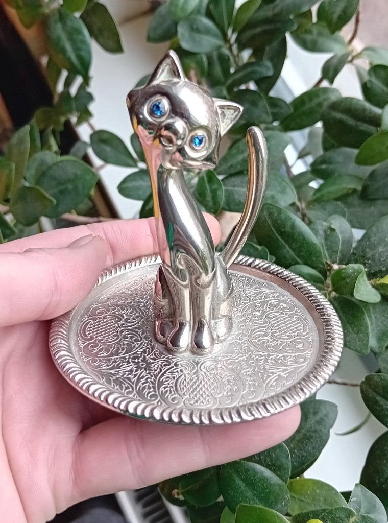 vintage zink ringhouder poes, Verzenden